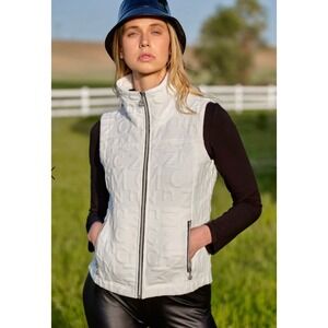 Dolcezza Sporty Chic Textured Letter Quilted Vest Preppy Outdoors Quiet Luxury